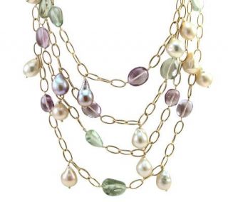 Gold Expressions 18K Pearl & Gemstone Necklace —