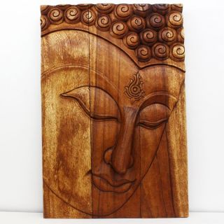 Monkey Pod Wood 20x30 inch Walnut Oil Ushnisha Buddha Panel (Thailand