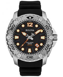 Bulova Mens UHF Sea King Black Rubber Strap Watch 49mm 96B228