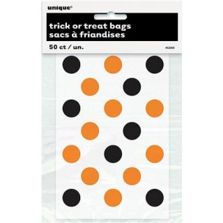 Orange and Black Polka Dot Halloween Favor Bags, 50ct