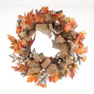 24 in. Pumpkin and White Berry Artificial Wreath 2207820