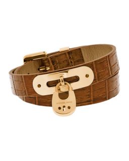 Michael Kors Double Wrap Padlock Leather Bracelet