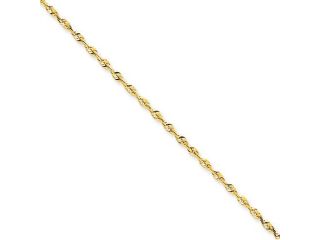 14k Yellow Gold 10 inch 2.50 mm Extra Light Diamond cut Rope Ankle Bracelet