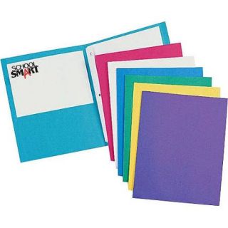 School Smart Heavy Duty Leatherette Pocket Folder, 9.5" x 11.75", Pack of 25