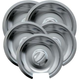 Range Kleen 5 Piece Drip Pan, Style D fits Hinged Electric Ranges GE/Hotpoint/Kenmore, Chrome