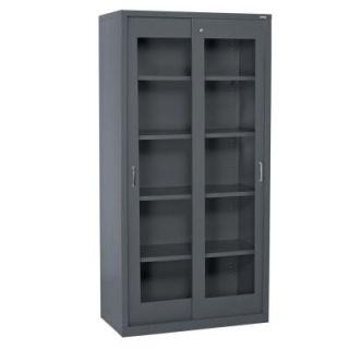Sandusky 72 in. H x 36 in. W x 18 in. D Freestanding Steel Acrylic Sliding Door Cabinet in Charcoal BV4S361872 02