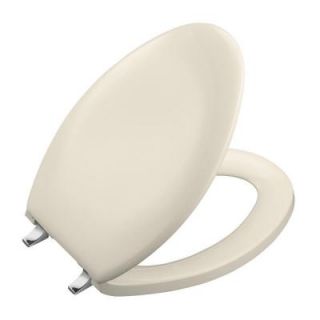 KOHLER Bancroft Elongated Closed Front Toilet Seat with Polished Chrome Hinge in Almond K 4685 CP 47