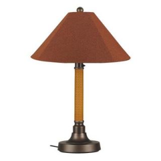 Patio Living Concepts Bahama Weave 34 in. Mocha Cream Outdoor Table Lamp with Chile Linen Shade 30154