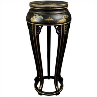 Oriental Furniture 36 " Lacquer Plant Stand in Black Crackle   LCQ 59 BC