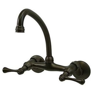 Elements of Design Double Handle Wall Mount Bridge Faucet w/Metal Lever Handles; Oil Rubbed Bronze