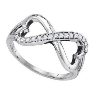 10K White Gold 0.17ctw Elegant Pave Diamond Ladies Fashion Infinity Heart Ring