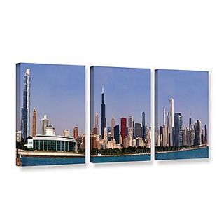 ArtWall Chicago Pano 3 Piece Gallery Wrapped Canvas Set 36 x 72 (0yor014c3672w)
