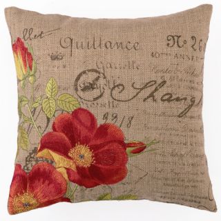 Rhein Embroidered Orange Rose Linen Throw Pillow