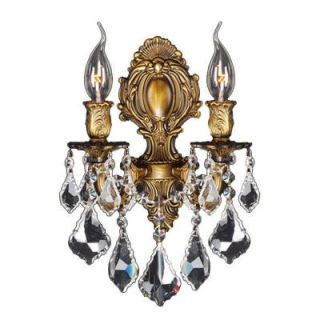 Versailles 2 Light Antique Bronze Sconce with Clear Crystal W23313B12