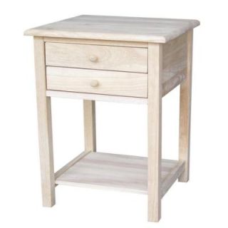 International Concepts Unfinished Lamp Table with 2 Drawer OT 92