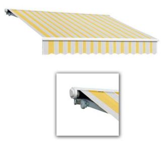 AWNTECH 24 ft. Galveston Semi Cassette Left Motor with Remote Retractable Awning (120 in. Projection) in Yellow/Gray/Terra SCL24 365 LYG
