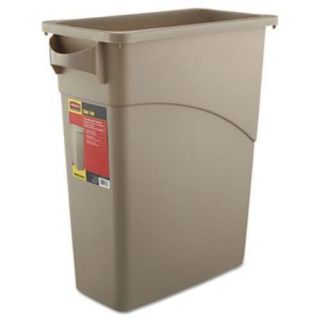 Rubbermaid Commercial Slim Jim Wastebasket   15.88 Gal Capacity   Rectangular   24.9" Height X 11" Width   Plastic, Linear Low density Polyethylene [lldpe]   Beige (3541bei)