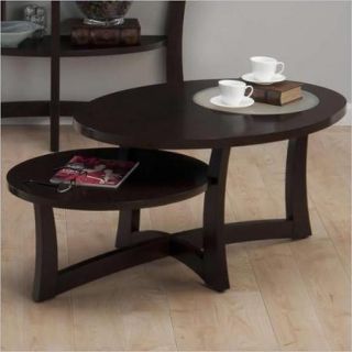 Jofran Asymetrical Oval Coffee Table in Skylah Espresso