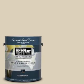 BEHR Premium Plus Ultra 1 gal. #BWC 26 Stucco Tan Satin Enamel Interior Paint 775001