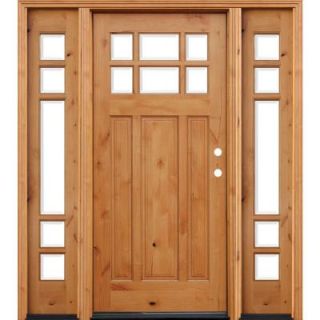 Pacific Entries 70 in. x 80 in. Craftsman 6 Lite Stained Knotty Alder Wood Prehung Front Door w/ 6 in. Wall Series and 14 in. Sidelites A36L613