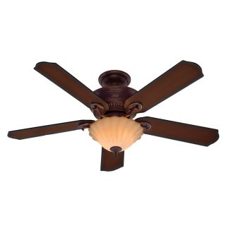 Hunter 52 in Regal Oak Leather Brown with Vieux Gold Highlights Ceiling Fan