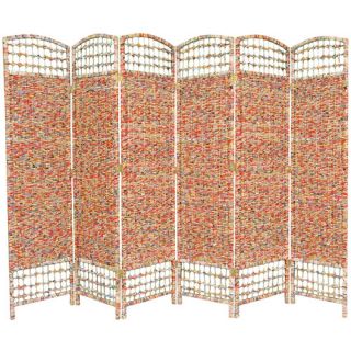 Oriental Furniture 67 x 94.5 Recycled Magazine 6 Panel Room Divider
