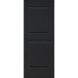 Home Fashion Technologies Plantation 14 in. x 53 in. Solid Wood Panel Exterior Shutters Behr Jet Black 1451453102