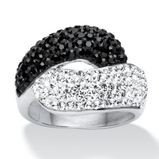 PalmBeach Jewelry Platinum plated Pave Jet Black and White Crystal