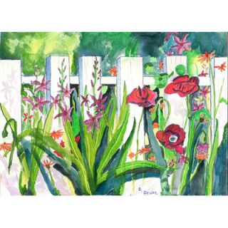 Betsy Drake Interiors Garden Fence and Flowers Outdoor Wall Hanging