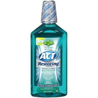 ACT Cool Splash Spearmint Restoring Anticavity Fluoride Mouthwash, 33.8 fl oz