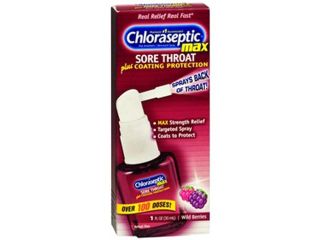 Chloraseptic Max Sore Throat Relief Plus Coating Protection Spray Wild Berries   1 oz