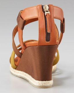 Fendi Crisscross Colorblock Wedge, Muschio/Visone