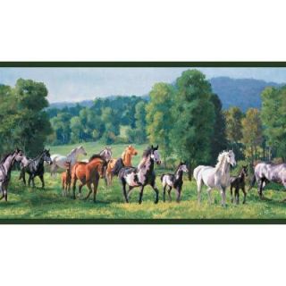 The Wallpaper Company 10.25 in. x 15 ft. Jewel Tone Wild Horses Border WC1280582