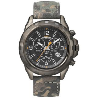Timex Mens T499879J Expedition Rugged Chronograph Camo Leather Strap