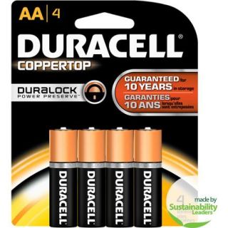 Duracell Coppertop AA Alkaline Household Batteries, 4 Household Batteries/Pack