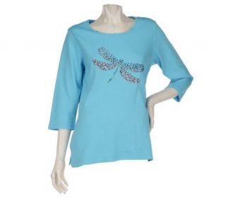 As Is Quacker Factory Super Sparkle 3/4 Sleeve T Shirt —