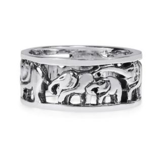 Loving Mother and Baby Elephant Parade Sterling Silver Ring (Thailand) Size 8