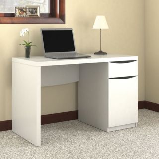 Montrese Closed Storage in Pure White Finish Computer Desk  