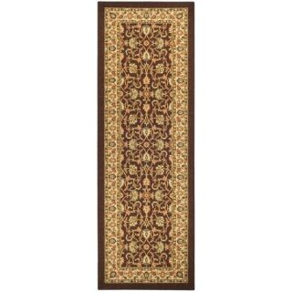 Rubber Back Brown Traditional Floral Non Slip Long Runner Rug (28 x 9