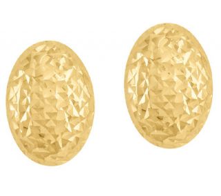 Polished and Diamond Cut Oval Bead Earrings, 14K Gold —