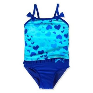 Jump'N Splash Little Girls Blue Heart Tankini Swimsuit Accessories Set 6X