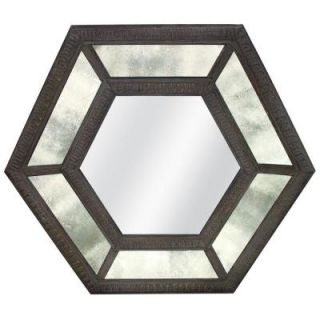 MCS 31.25 in. x 36.25 in. Antique Glass Hexagon Framed Mirror 82038