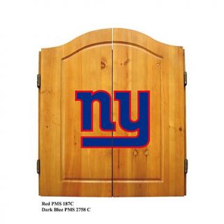 Officially Licensed NFL Logo Solid Pine Dart Cabinet Set   Giants   7605476