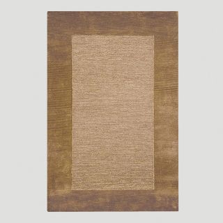 Brown Bordered Tufted Wool Rug