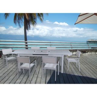 Tuscan 7 piece Gloss White Outdoor Dining Set