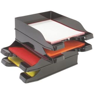 deflecto DocuTray Multi Directional Stacking Tray, Black, 2 Trays