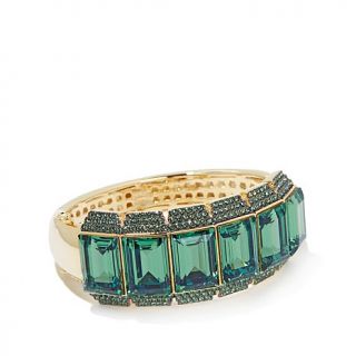 AKKAD "Empress of Glamour" Erinite Color Crystal Goldtone Emerald Cut Pav&eacut   7651508