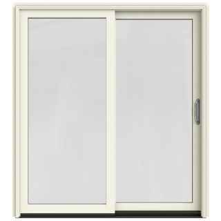 JELD WEN W 2500 71.25 in 1 Lite Glass French Vanilla Wood Sliding Patio Door with Screen