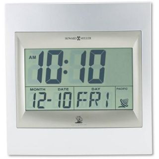 Howard Miller Radio Control TechTime II LCD Wall/Table Alarm Clock, Silver