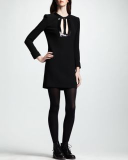 Saint Laurent Leather Keyhole Dress, Noir
